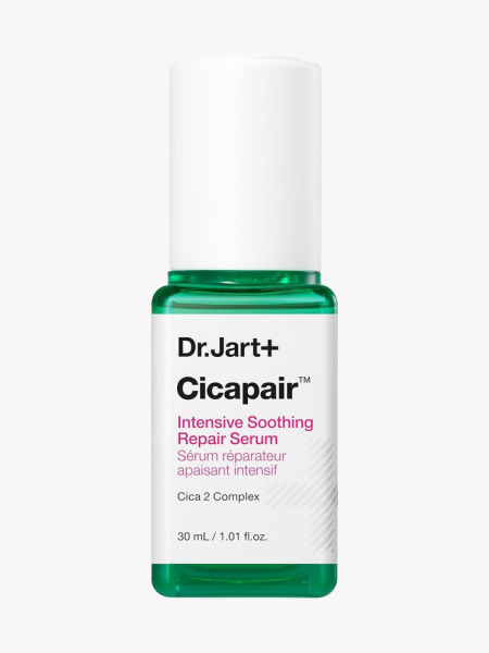 Dr. Jart+ Cicapair Intensive Soothing Repair Serum in branded component on  a light gray background